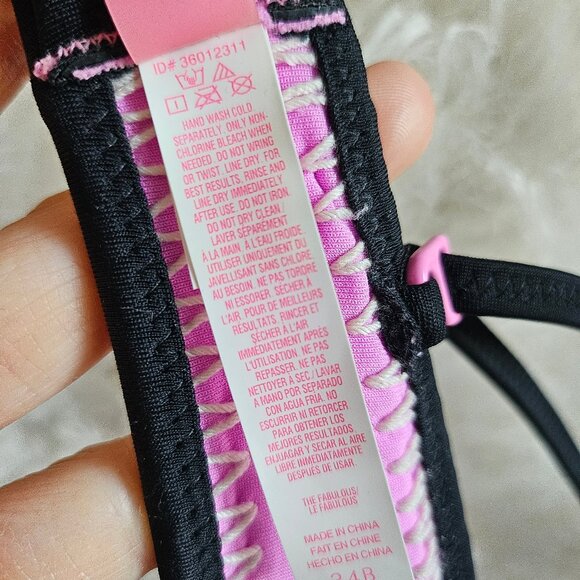 Victoria’s Secret Womens Pink Blue Crochet Push Up Swim Bra Bikini To 34B - Picture 8 of 9